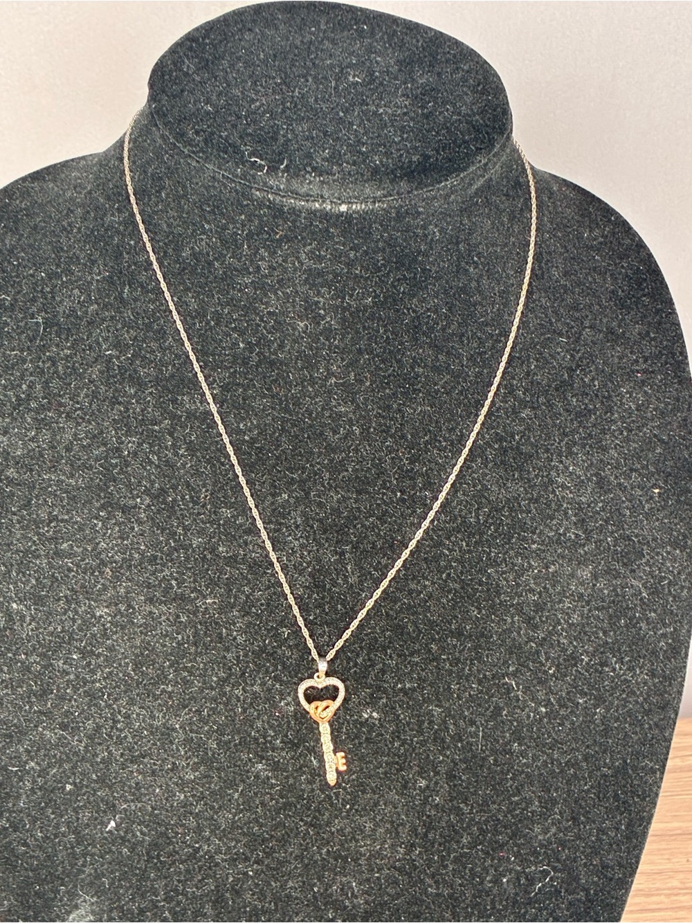 Silver & Gold Key Heart Diamond Pendant Necklace - Women’s Jewelry Gift